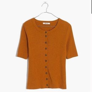 Madewell Hester Ribbed Short Sleeve Button Front Cardigan Sweater size Medium